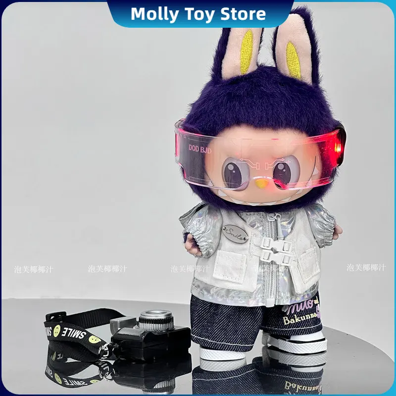 

Labubu Doll Clothes 17cm Baby Clothes Fashion Tide Laser Suit Set Kawaii V1 V2 V3 Doll Clothing Accessories No Dolls