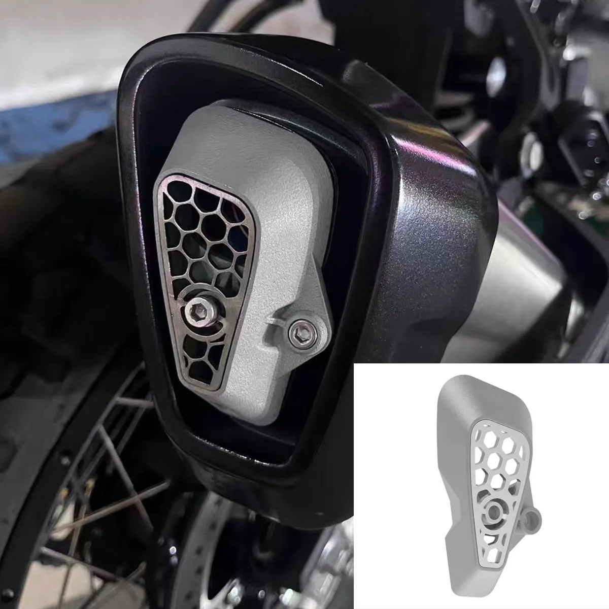 

Подходит для CFMOTO 450MT MT-450, защита из алюминиевого сплава для мотоцикла, выхлопная задняя крышка, теплоизоляционная крышка, направляющая труба, вентиляционная крышка