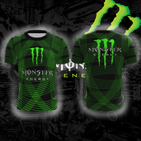 2025 Summer Men's T-shirt Fashion Street Monster Energy 3D Printed Striped Outdoor Quick-drying Cycling Jersey Oversized T-shirt