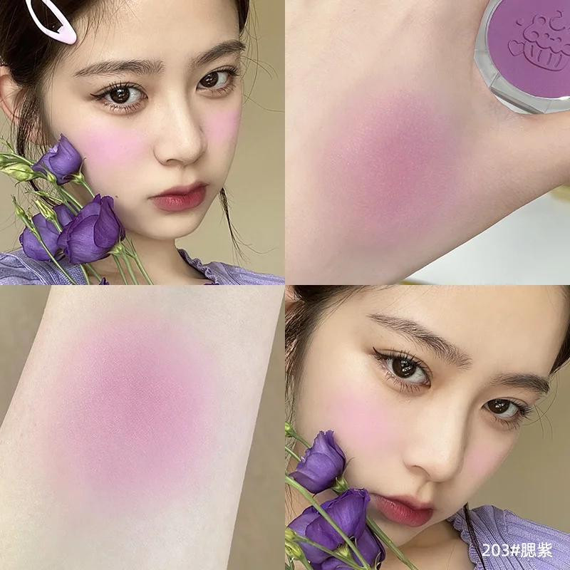 Monochromatic Blush Milk Cheek Purple Natural Nude Makeup, Brightening Color, Lasting Natural Delicate Vitality Girl