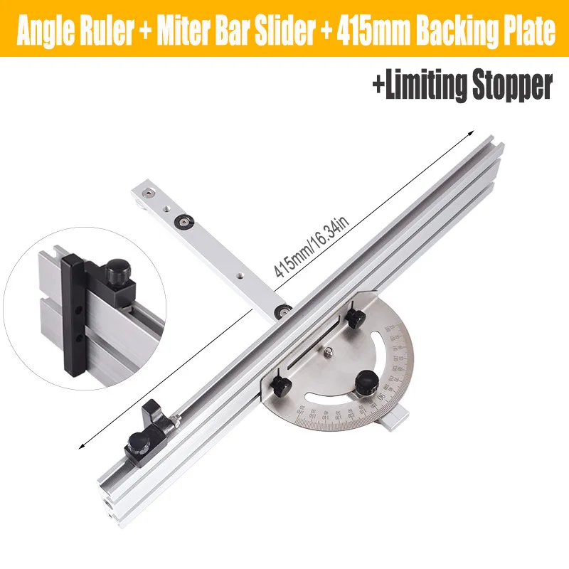 Table saw angle push ruler,woodworking push handle, angle disc, sliding groove guide rail, mountain support DIY tool accessories