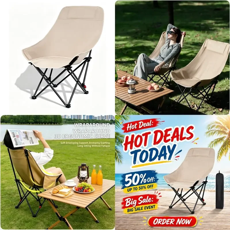 for Portable Lightweight Folding High Back Four Stage Adjustable Outdoor Camping Chair for Gardens Beaches and Parks