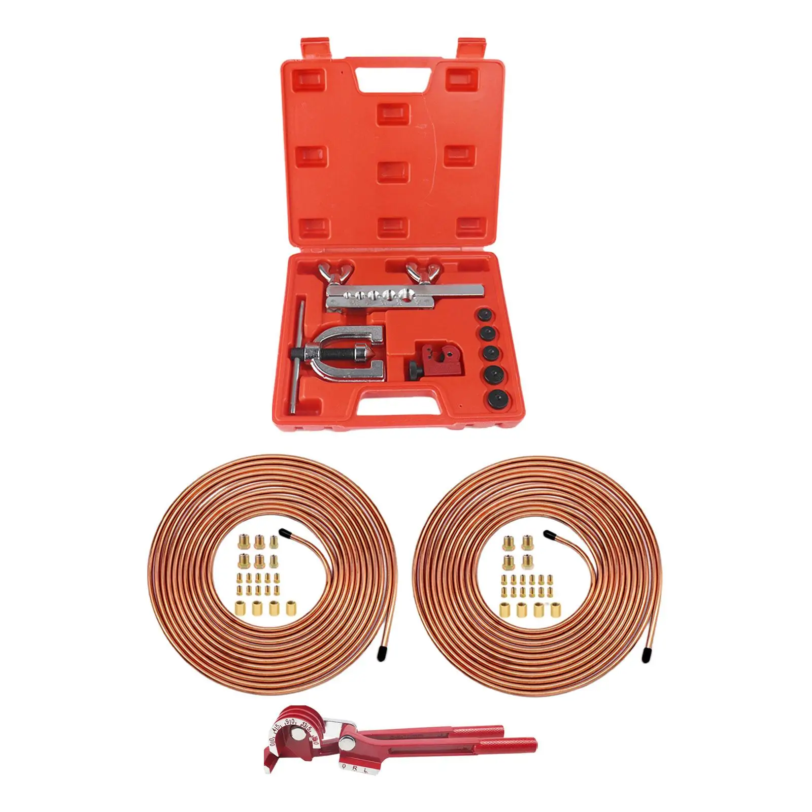 

Generic 25ft 3/16 1/4 Copper Coated Brake Line Kit Garage Flaring Tool Kit