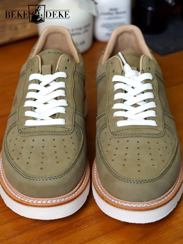 

Fashion Mens Lace Up Thick Platform Cowhide Genuine Leather Skateboard Shoes Vintage Low Cut Casual Sneakers Streetwear Shoes 46