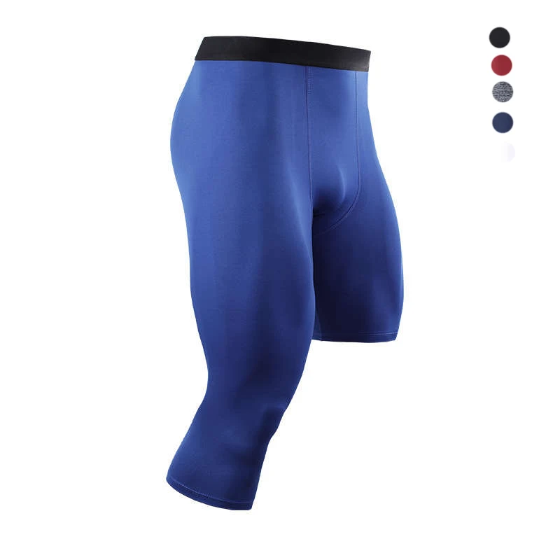 Mallas Capri de una pierna para hombre, pantalones para correr, gimnasio, baloncesto, fútbol, Fitness, ejercicio, deporte, 20, 3/4