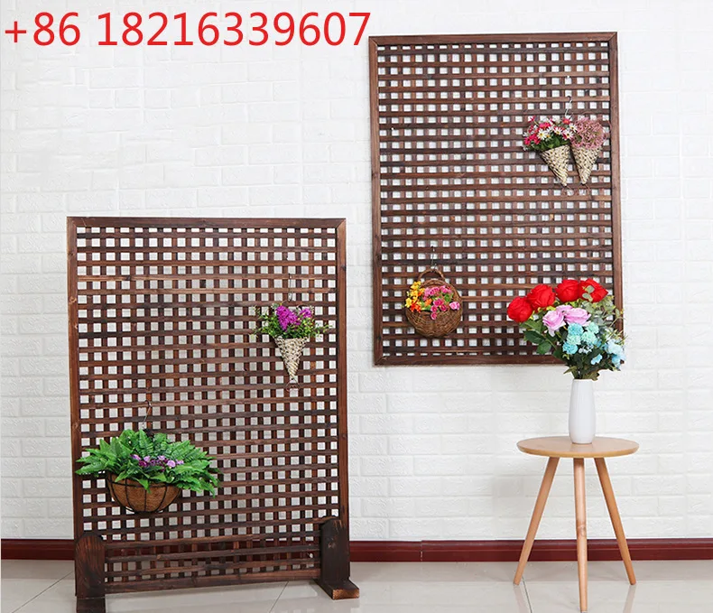 

Wall flower stand Wall hanging grid Solid Display pendant Outdoor preservative wood flower Carbonized