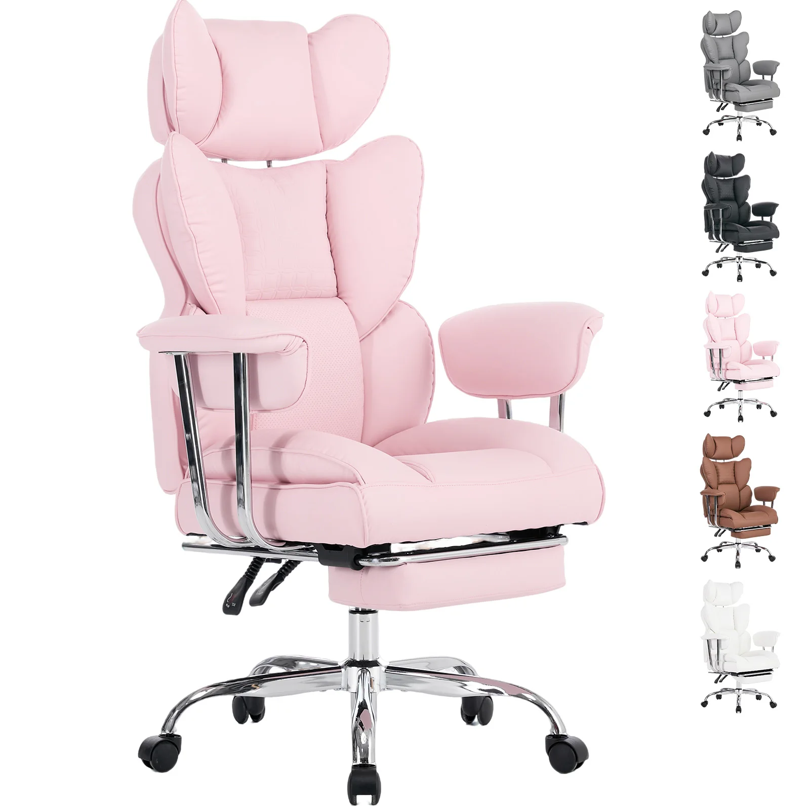 

Large-Sized High-Back Office Chair - 350 Pounds, Scratch-Resistant Pu Leather Executive Office Desk Chair, with Footrest, Reclining Computer Chair