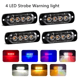 For Car Truck Emergency Flashing Grille 4 LED Warning Police Work Light Bar Strobe Led Lamp 12V 24V