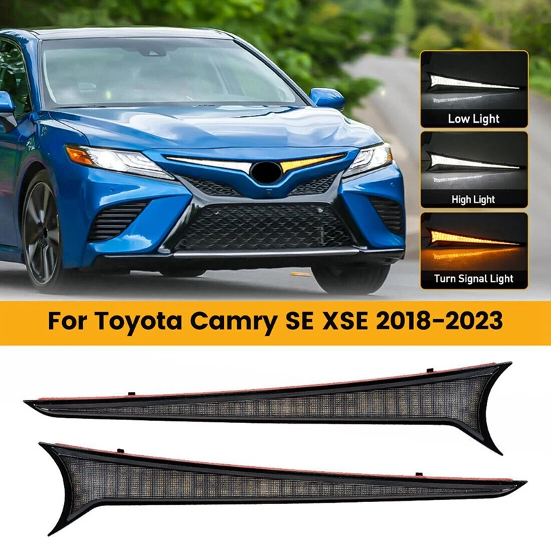 

Для Toyota Camry SE XSE 2018-2023, передняя решетка радиатора автомобиля, дневные ходовые огни, сигнал поворота