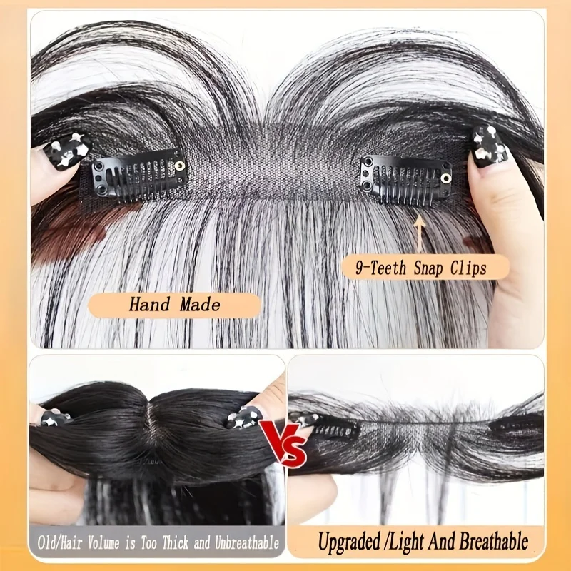 Hair Bangs With Sideburns Human Hair Clip In Hair Extensions Elegant Natural Looking For Daily Use Hair Accessories