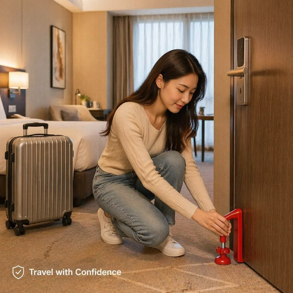 ZHUOHUA Portable Door Lock for Travel,​Door Stopper Security for Hotels/Apartments-Reinforced Locking Device for Women`s Safety view 6