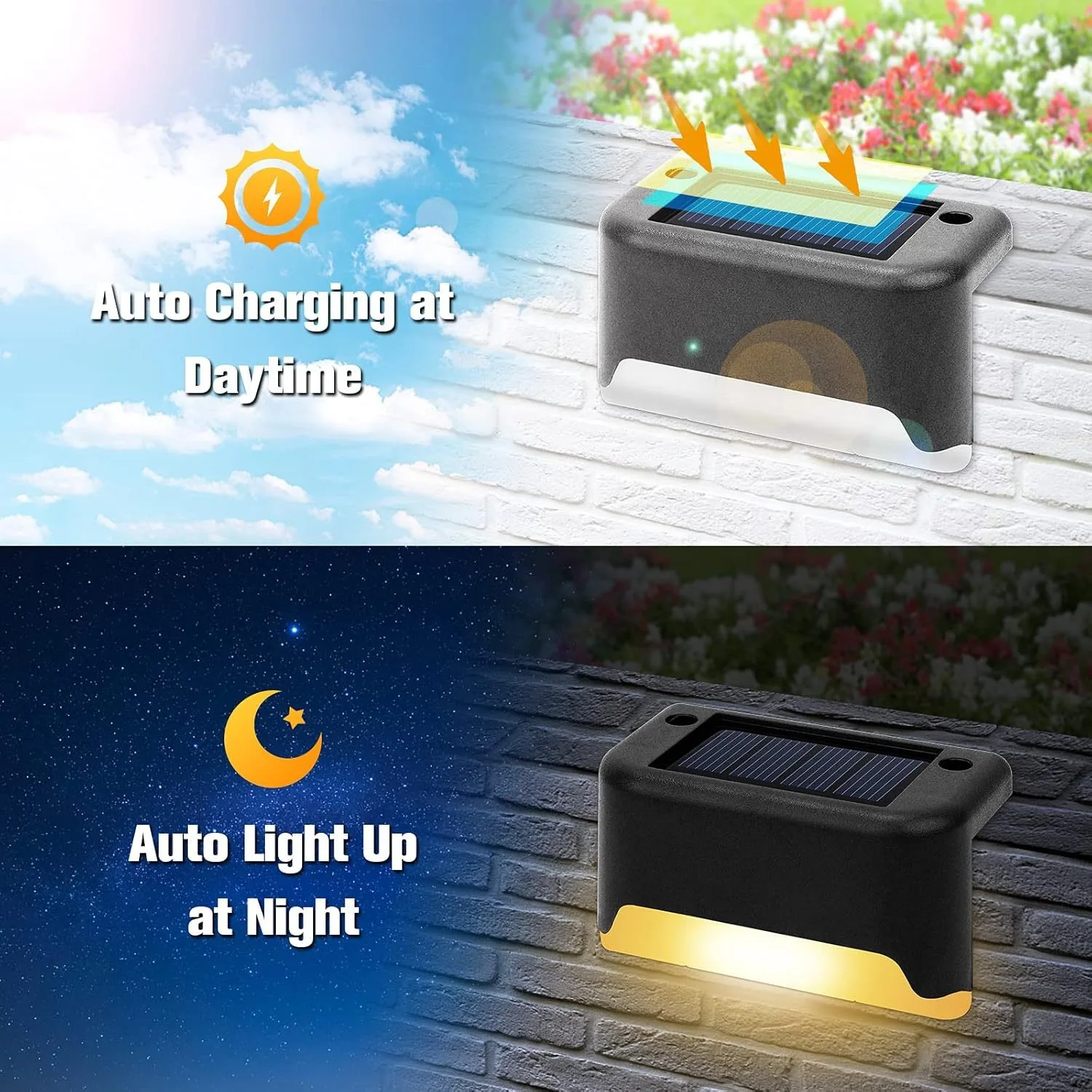 4-32pack Warm White Solar LED Step Lights Waterproof Outdoor Garden Path Stair Balcony Night Light Patio Fence Light Decoration