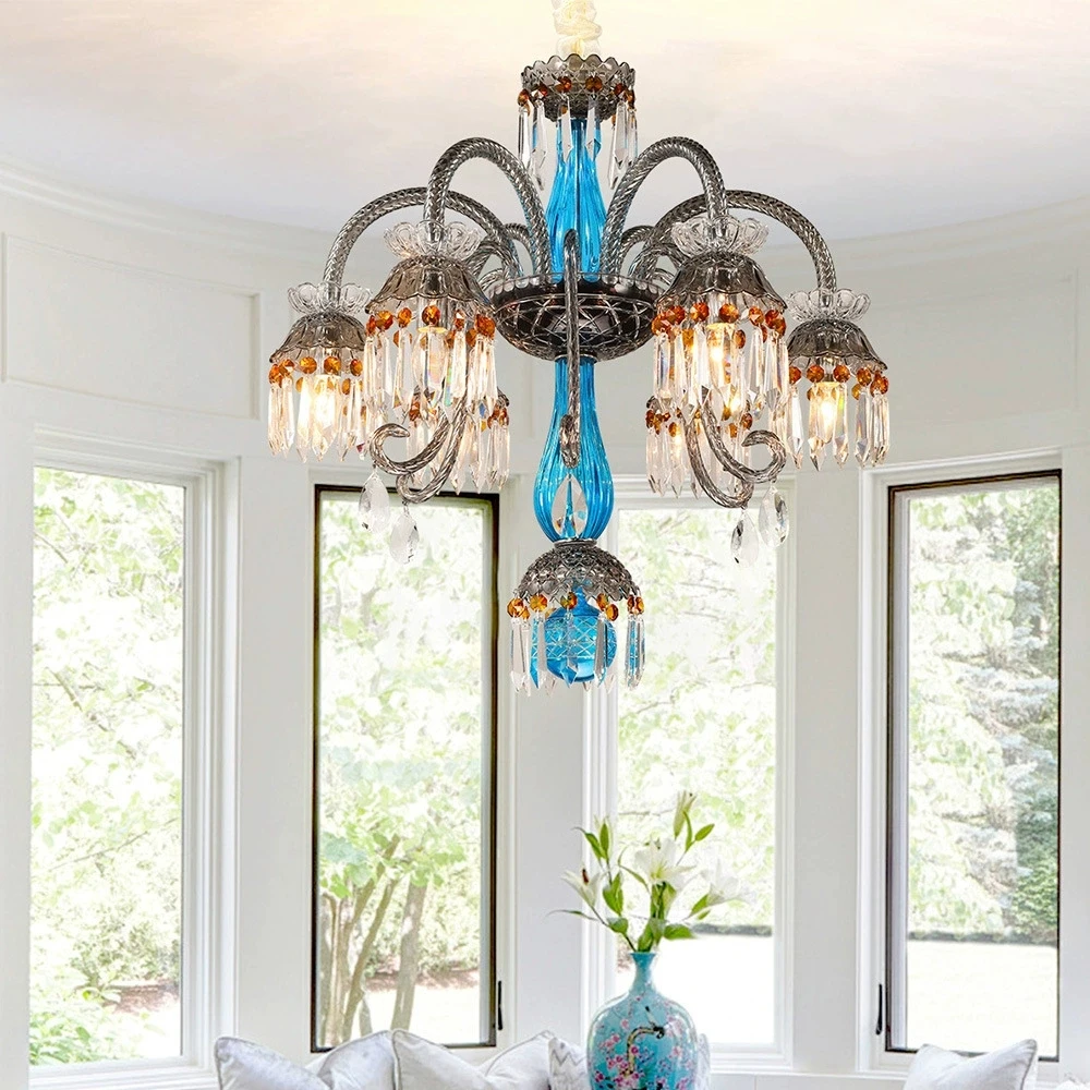 European Luxury Crystal Chandelier Ancient Style Led Pendant Lights Living Room Bedroom Villa Decor Led Suspend Lamp Luminarias