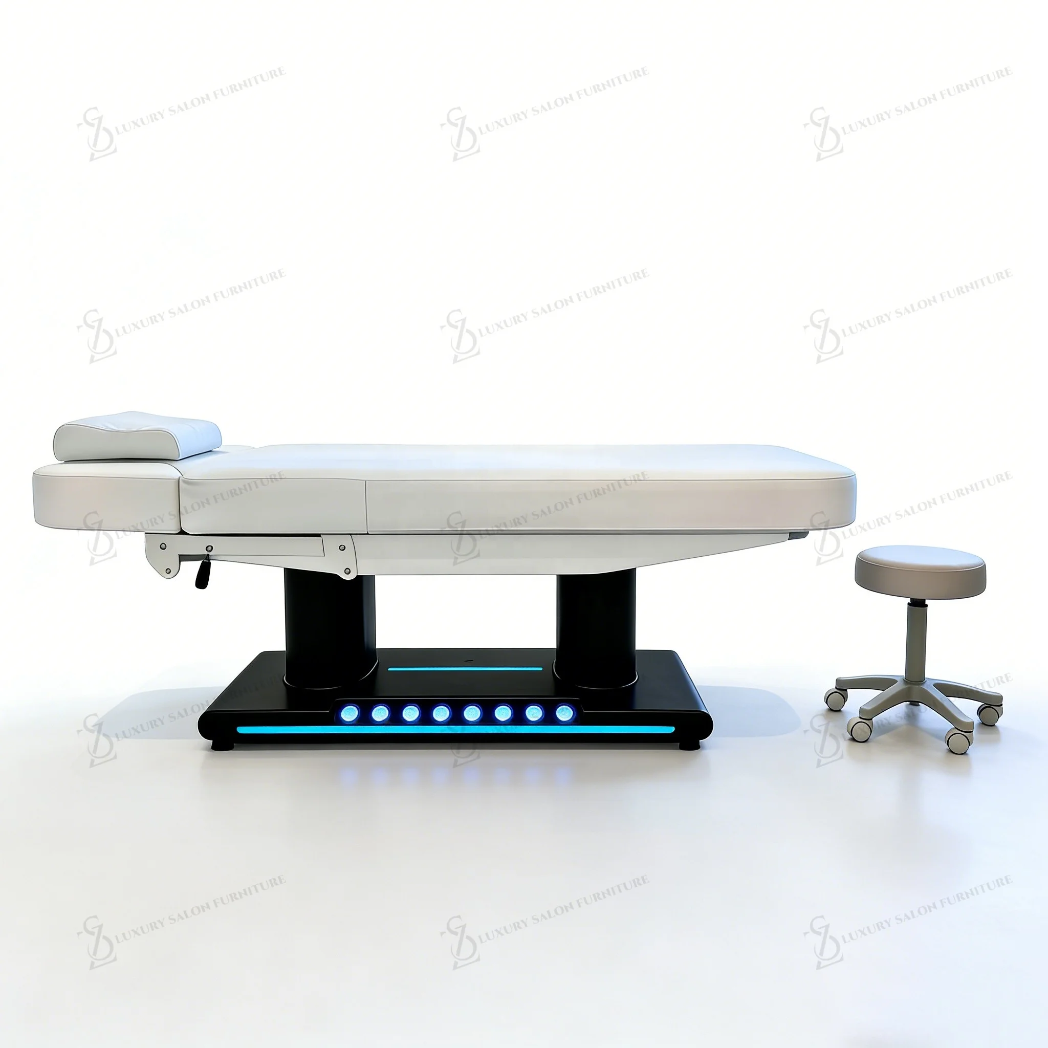 Luxcuy Pink Cosmetic Massage Bed Treatment Table Salon Furniture Facial Spa Heating Recliner Electric Curved Lash Beauty Bed