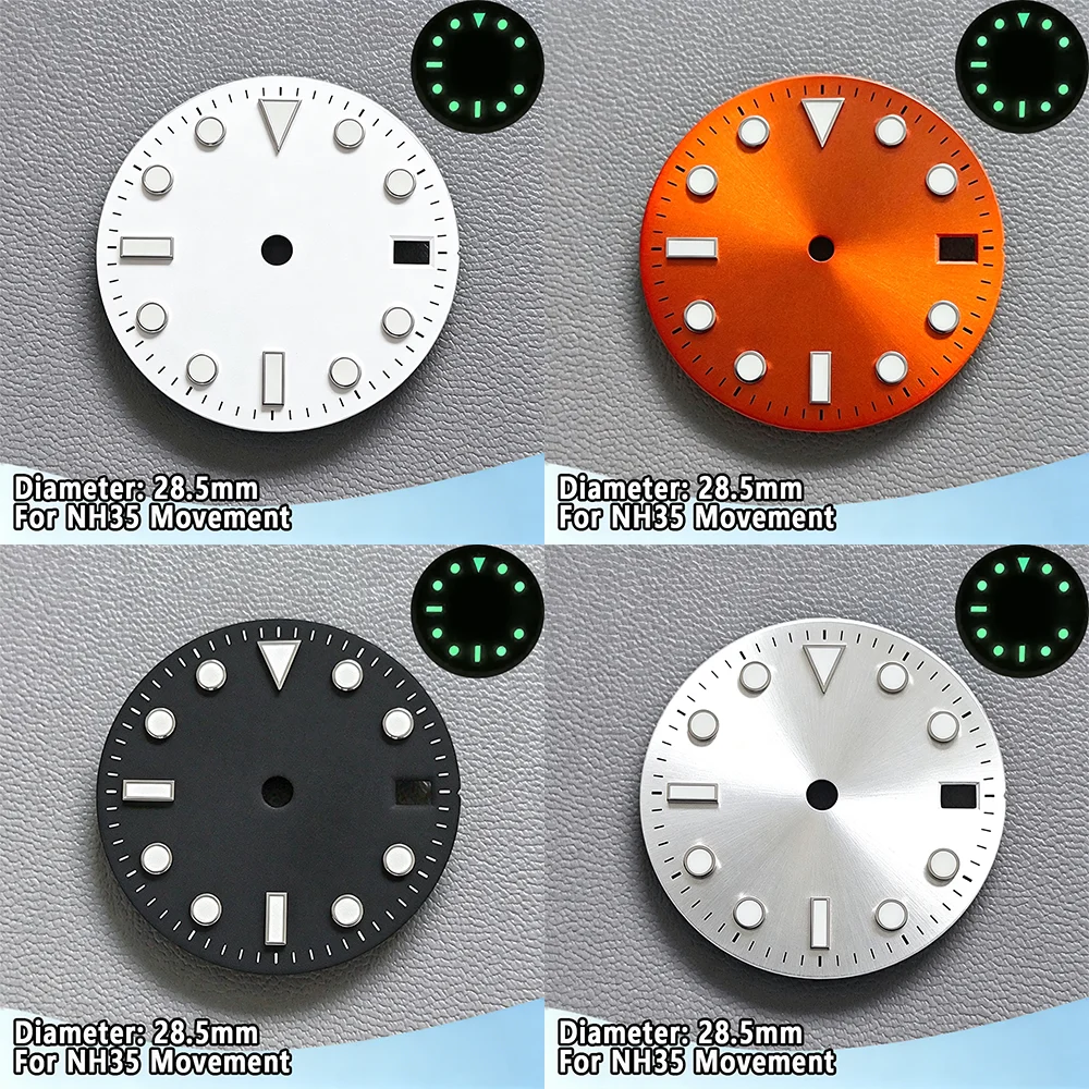 

28.5mm Dial NH35 Dial Purple Black Orange Grey Watch Face C3 Green Luminous Dial Suitable For NH35 Movement Watch Accessories