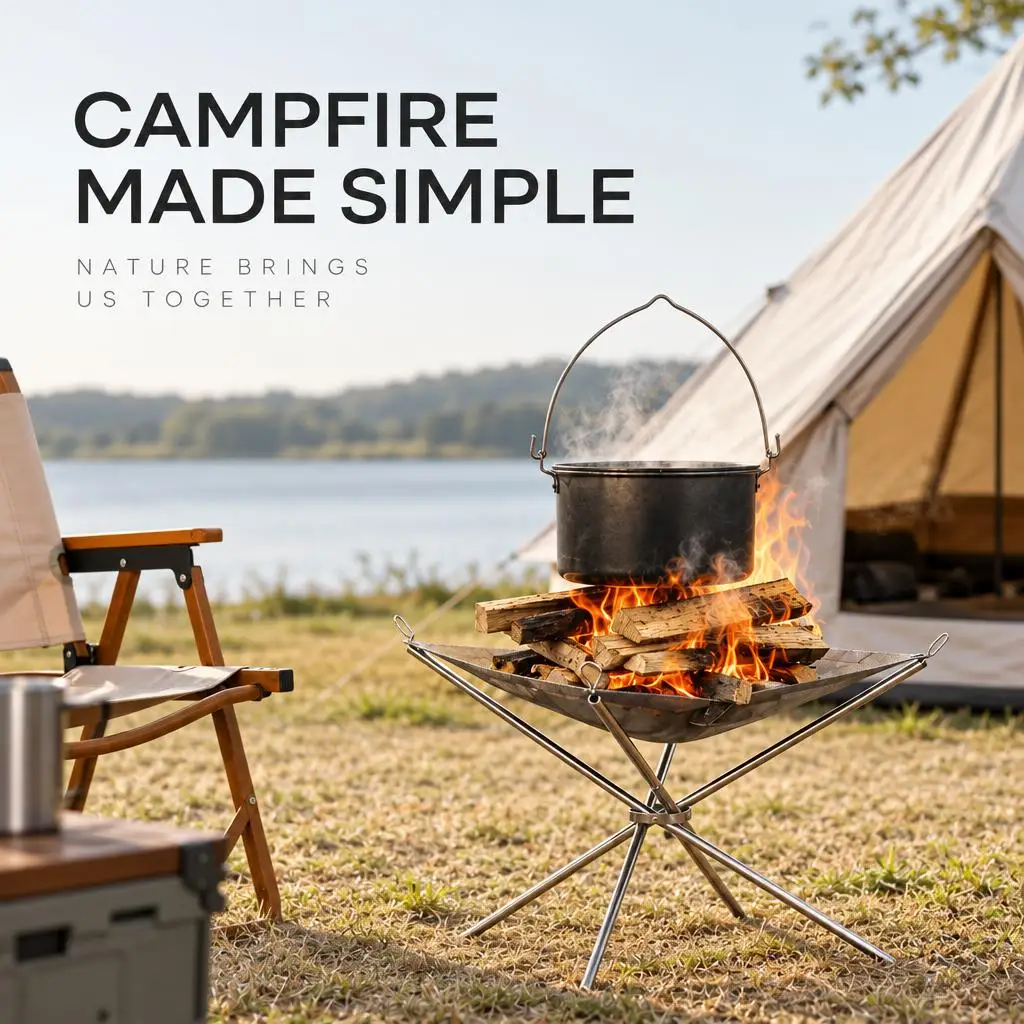 Portable Outdoor Collapse Fire Pit Durable BBQ Mesh Fireplace Steel Backyard Rack Fire Quick Assembly Net Camping Grill Net