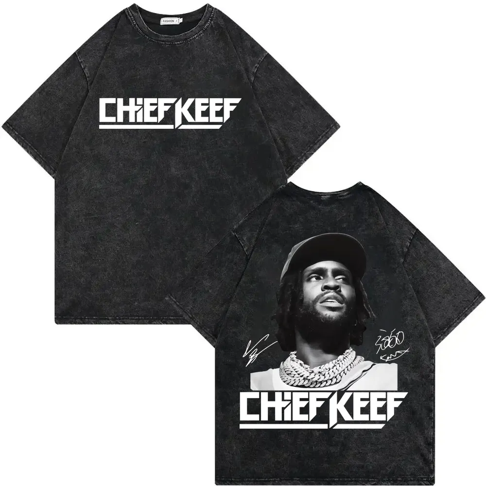 Vintage Washed Rapper Chief Keef Tour 2026 Graphic T Shirts Men Women Fashion Vintage T-shirt High Quality 100%cotton T-shirts