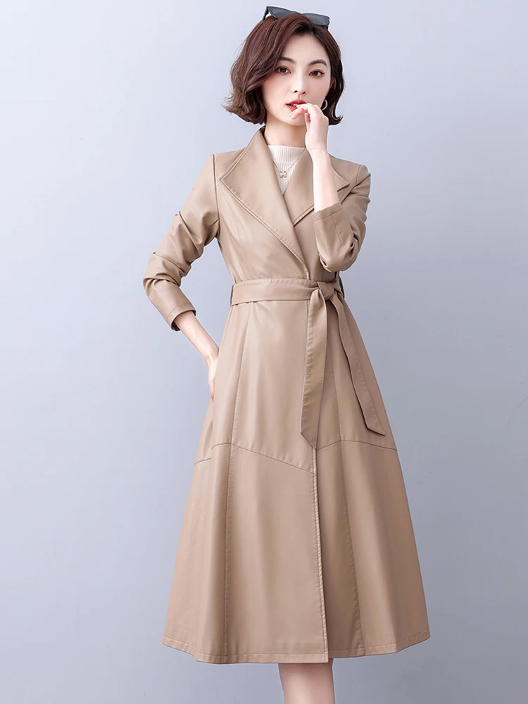  Ning Genuine Leather Jaet Women's Mid-Length 2025 Spring Autumn New Sle Korean Version Slimming Ladies' Leather Coat