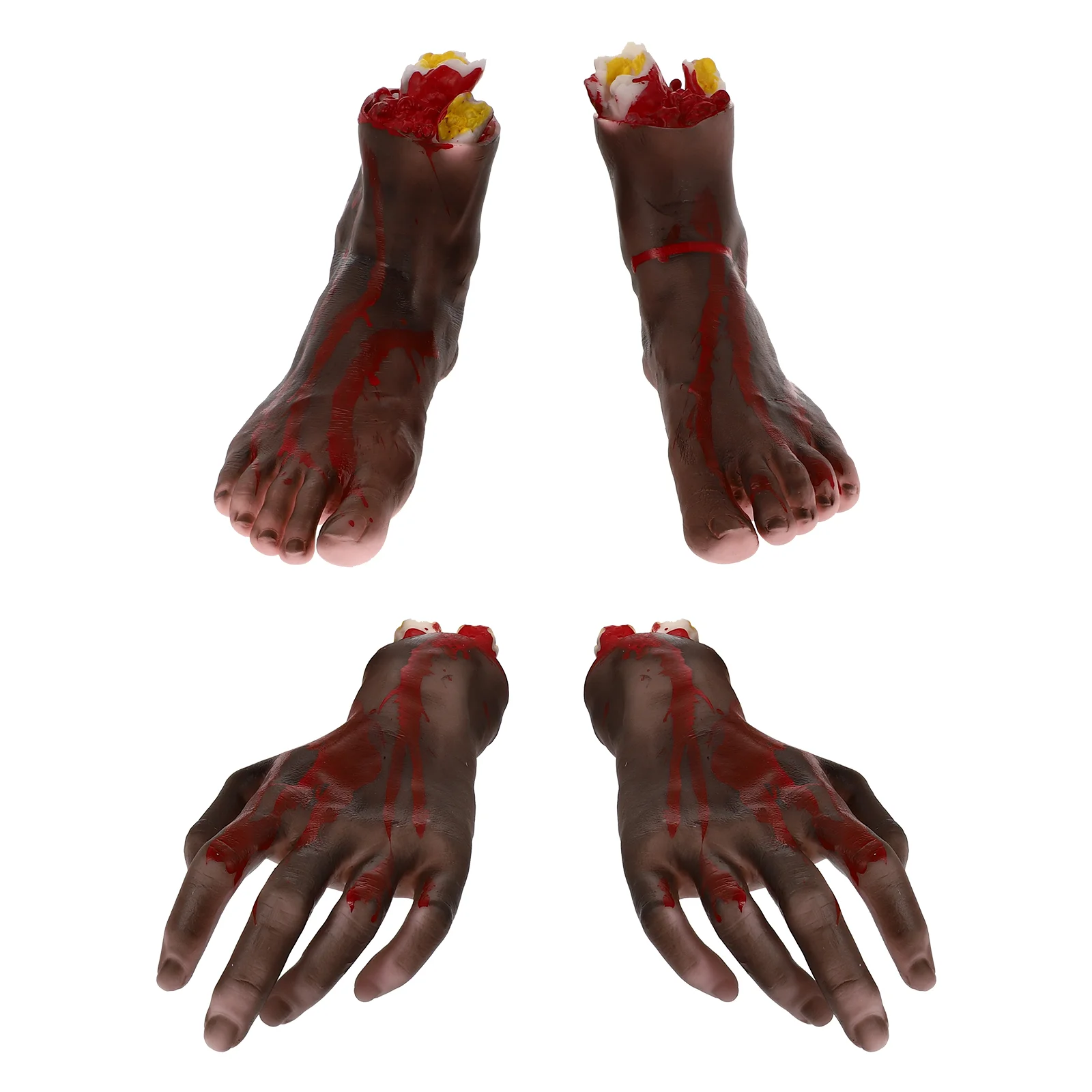 

4 Pcs Simulated Bloody Prosthesis Prank Tool Human Hands for Halloween Scary Decorations Fake Body Parts