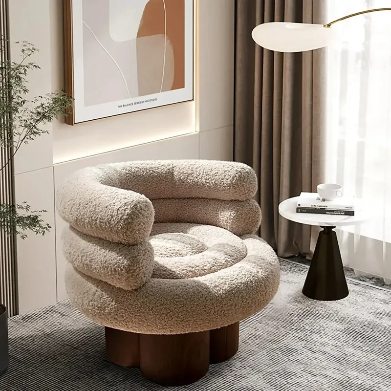 Cozy Sherpa Swivel Barrel Chair Upholstered Accent Lounge Armchair for Living Room Bedroom Office Reading Space