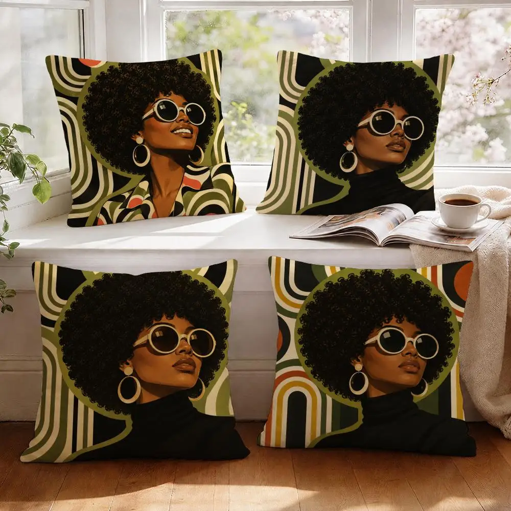 Graphic Portrait Cushion Cover 1/4Pcs Linen Throw Pillow Covers Double-Side Print Sofa Couch Living Room Decor