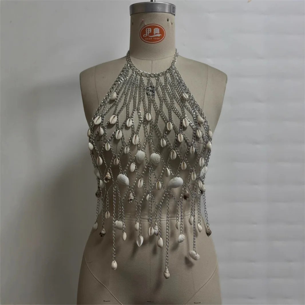 

European And American Sexy Mesh Openwork Metal Body Chain For Women, Adjustable, Versatile, Slimming, Layered, Spicy Outfit