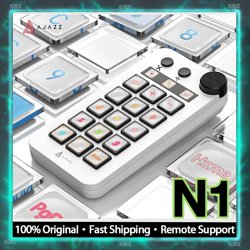 

AJAZZ N1 Customizable 15 Key Macro Keypad with Control Knob Multi Functional Stream Deck for Office Home Web Live Setup