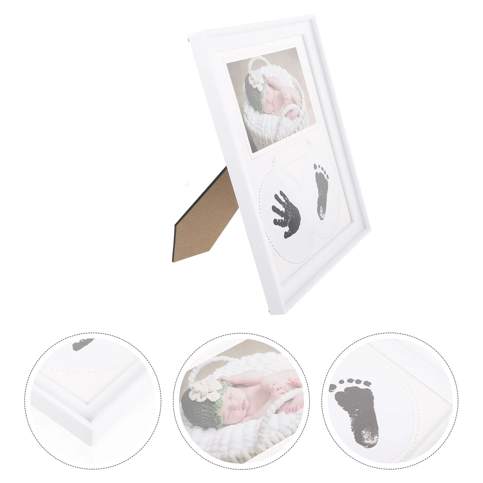 

Baby Hand and Footprint Photo Frame for Newborn Growth Memory Keepsake Display - First Year Infant Picture Holder Desktop