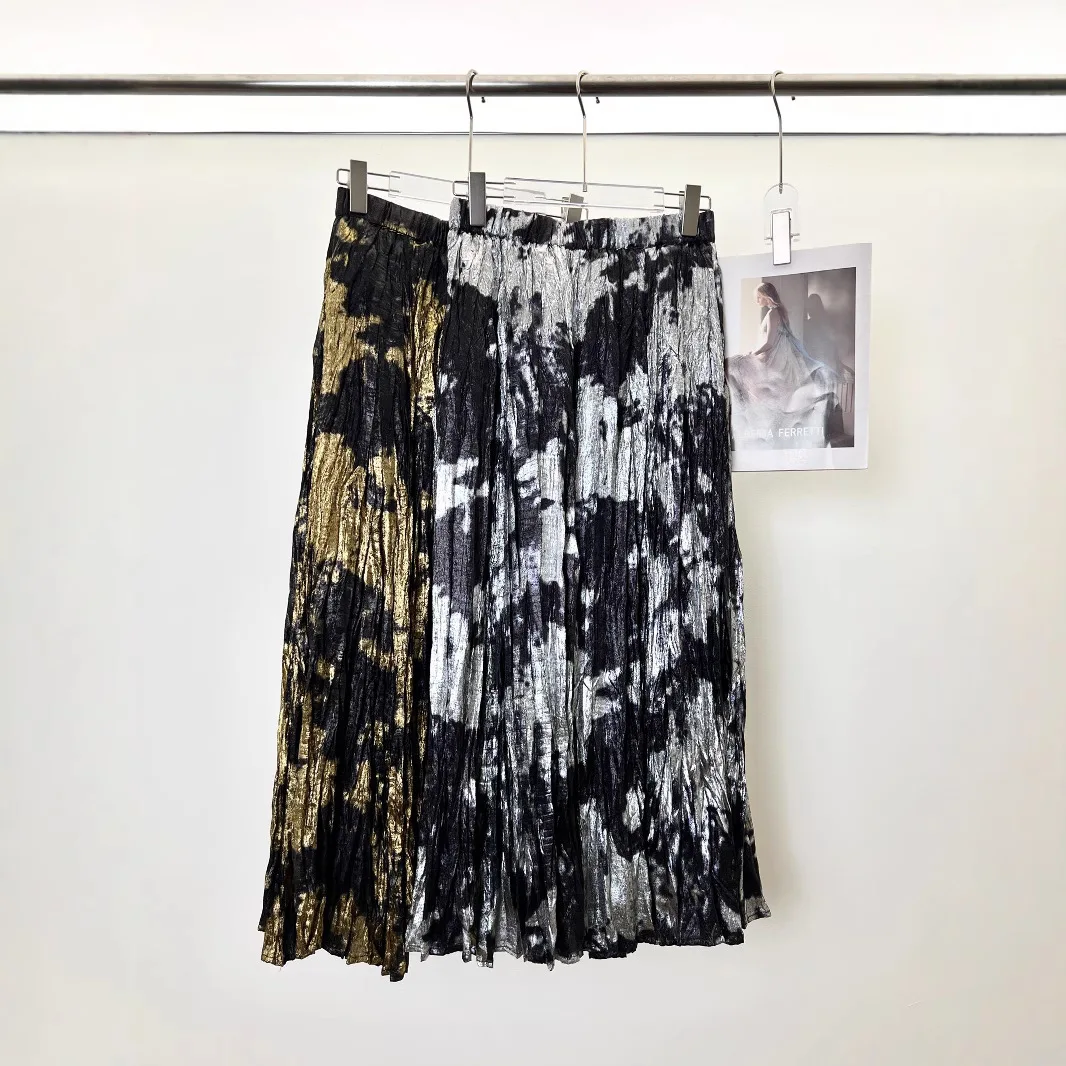 

Miyake Printed Elastic Waist High Waist Women's Pleated Half Skirt 2025 Summer New Loose Fashion Casual Hundred Design Skirt
