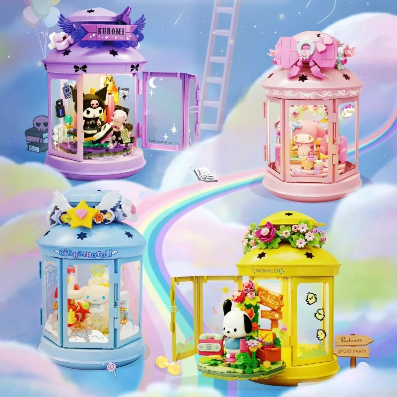 

Sanrio Building Blocks Night Light Series Puzzle Assembly Kuromi Pochacco Kawaii Decorative Building Blocks Girl's Birthday Gift