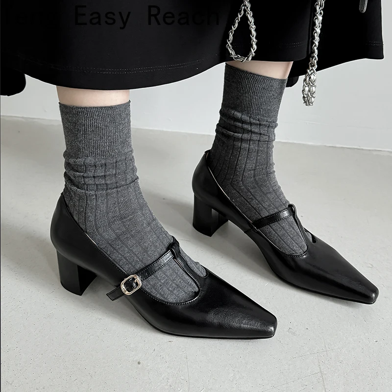 

Stylish Black Pointy Ladies Mary Jane Shoes 2024 Designer Ladies New Pumps Pumps Elegant Dress Shoes for Ladies