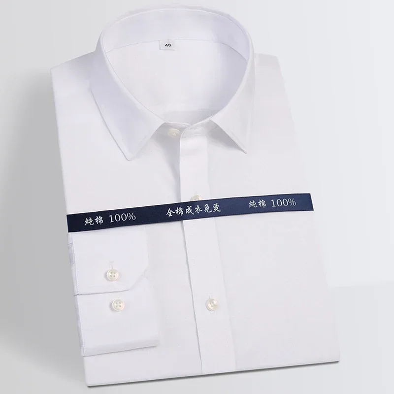 

High Quality 100% Cotton Men Shirt Long Sleeve No Pocket Shirts Work Causal Business Dress Slim Fit Man Weeding Shirt DS399