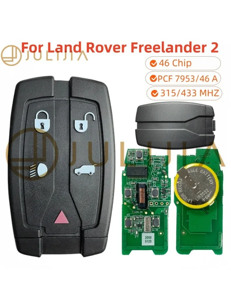 JULIJIA pour Land Rover Freelander 2 contrôle de découverte puce intelligente ID46 clé de voiture 5 boutons 315Mhz 434Mhz PCF7945 7953 clé de voiture