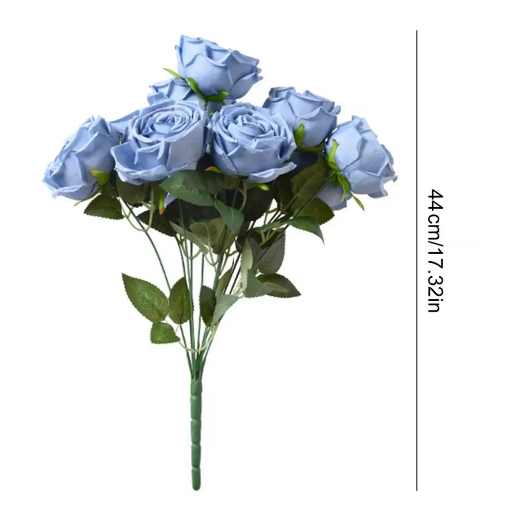 

10 Heads Artificial Rose Flower Realistic Faux Silk Long Stem Rose Bouquet with Leaf for Home Kitchen Office Wedding Party Decor