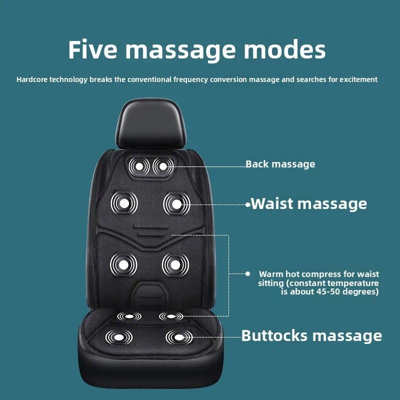 Vehicle-mounted Heat Massage Seat Cushion Back Massager for Chair Massager Pads for Full Body Massage, Deep Tissue Vibration Pad