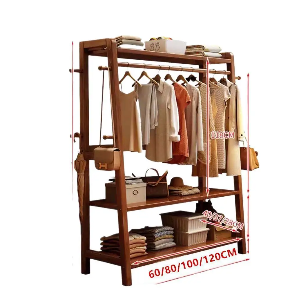

Solid wood Floor-to-ceiling bedroom hanger Household Room simple clothes Bedside