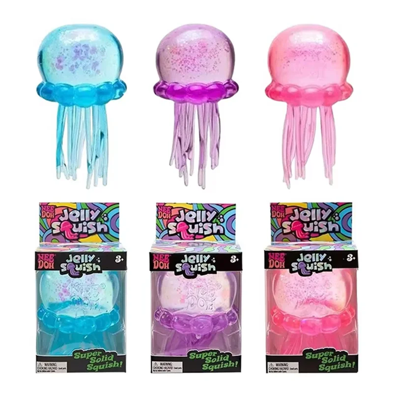 

Needoh Fuzz Ball Jellyfish Squishy Series Various Colors Cute Jellyfish Modeling Stress Relief Relax Fun Toy Gift