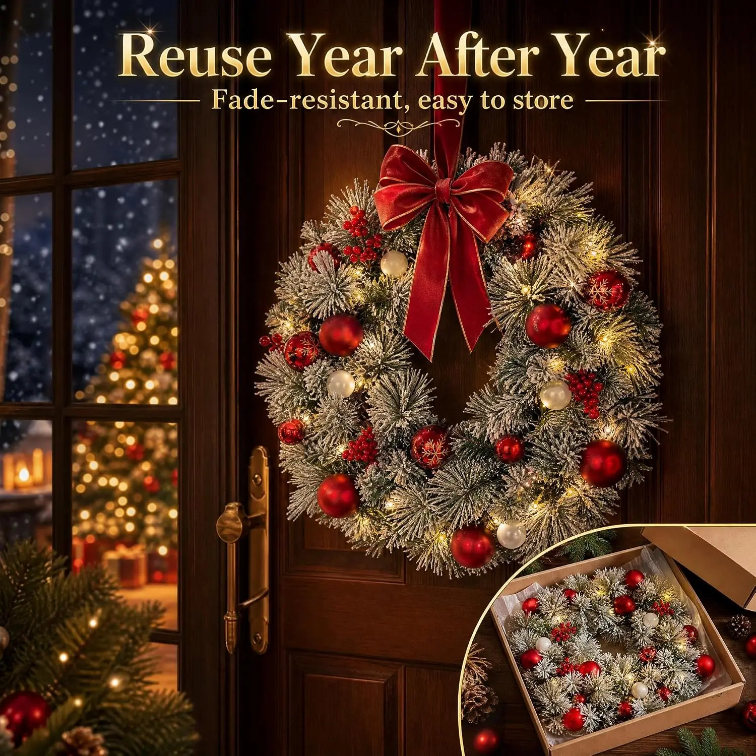 Pre-Lit Christmas Wreath 7