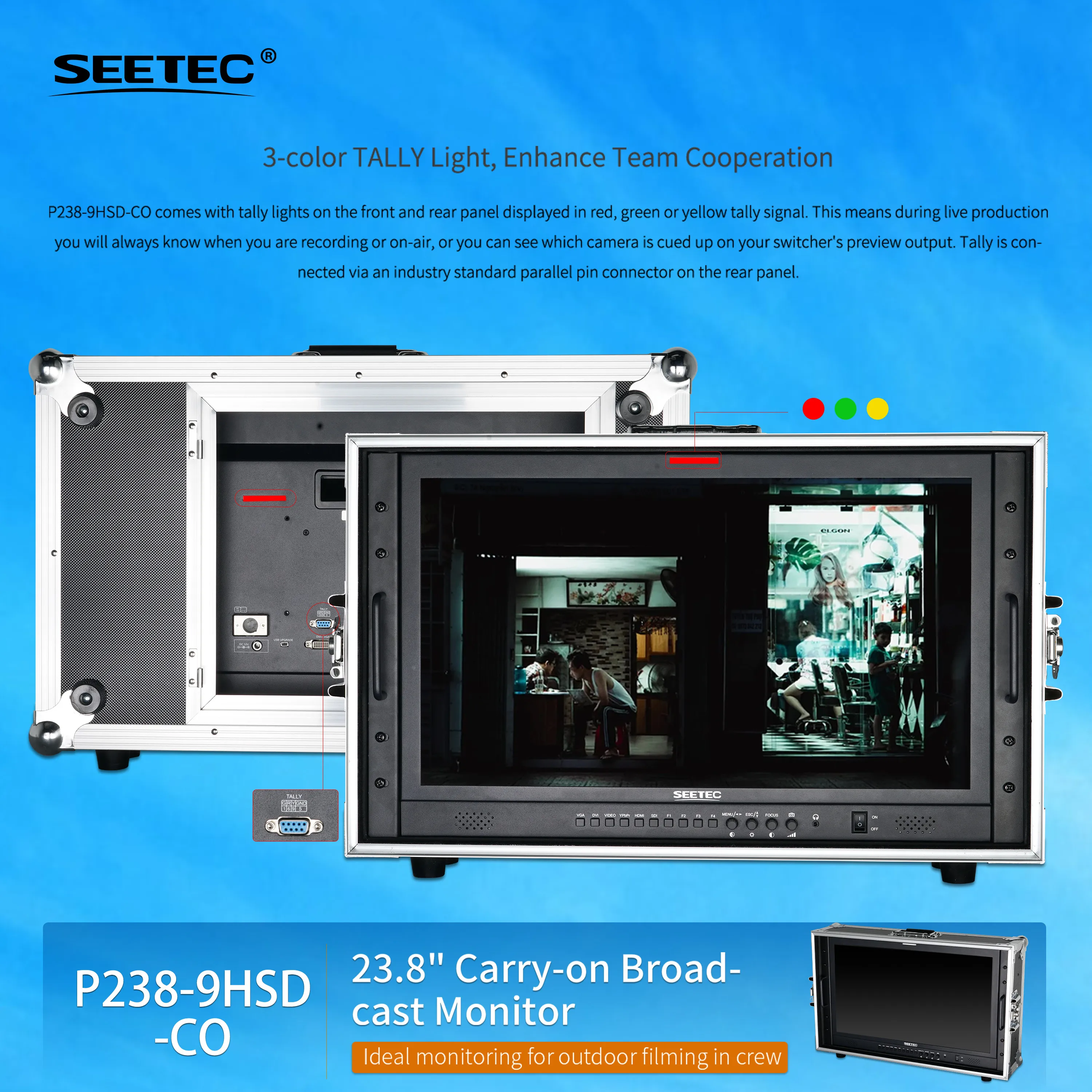 SEETEC P238-9HSD 23.8 بوصة 3G-SDI 4K HDMI Pro بث شاشات كريستال بلورية IPS Full HD 1920x1080 شاشة بث التلفزيون
