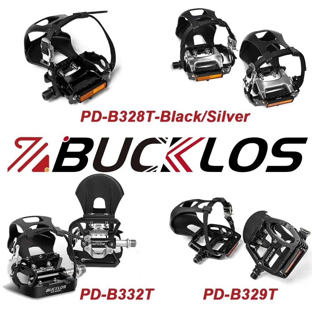 BUCKLOS Bicycle MTB Lock Pedal with Toe Clip Dual Function Flat/SPD Mountain Bike Pedals 9/16\'\' Sealed Bearing Bicycle Pedal