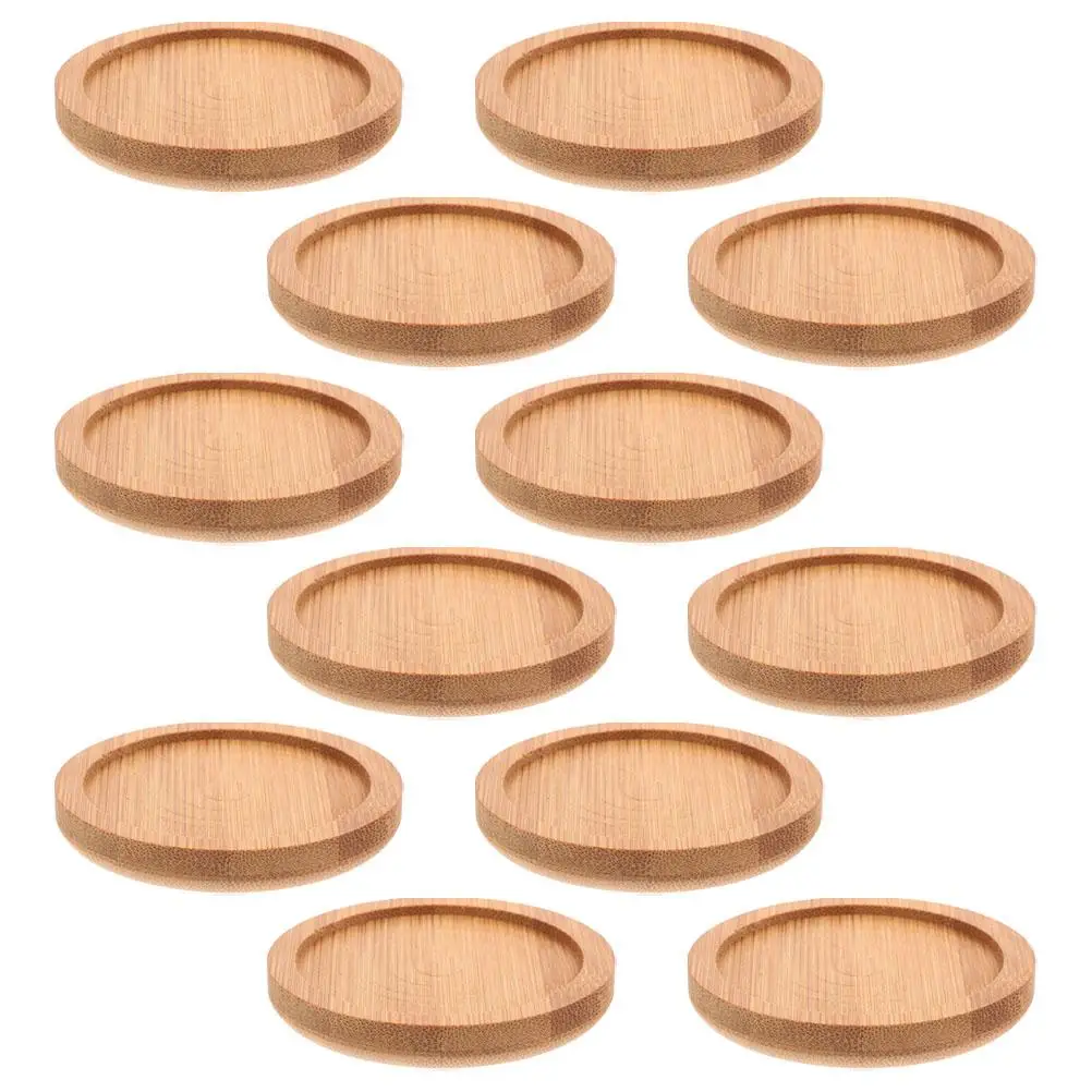 

12 Pcs Bamboo Coasters Heat Protection Cup Accessories Coffee Table Drink Tray Round Mat Easy Clean Sturdy Longlasting Bamboo