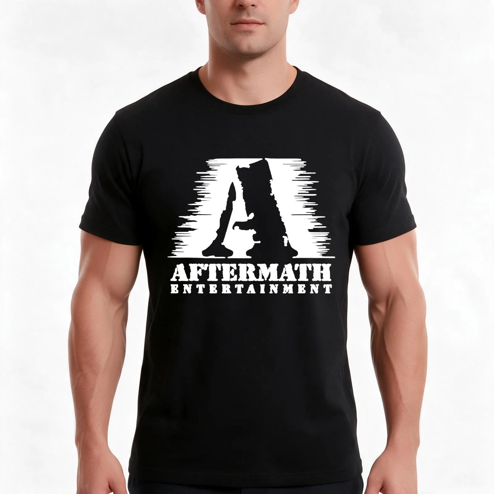 Aftermath Entertainment T-Shirt, Summer Casual Cotton Tee, Oversized Streetwear Tops, Vintage Graphic Print, Unisex Men Women