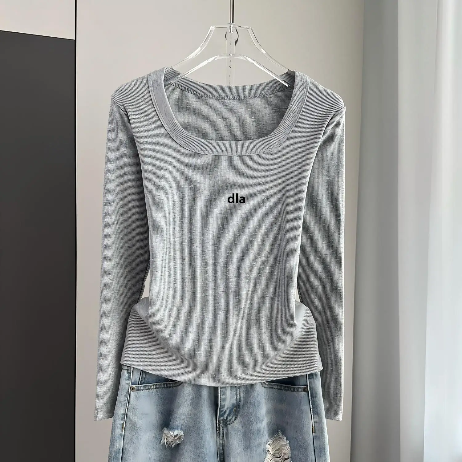 2026 Long-sleeved T-shirt for Women - Autumn/Winter Underwear with Square Neck and V-neck Design - Slimming Pullover Shirt - Lig