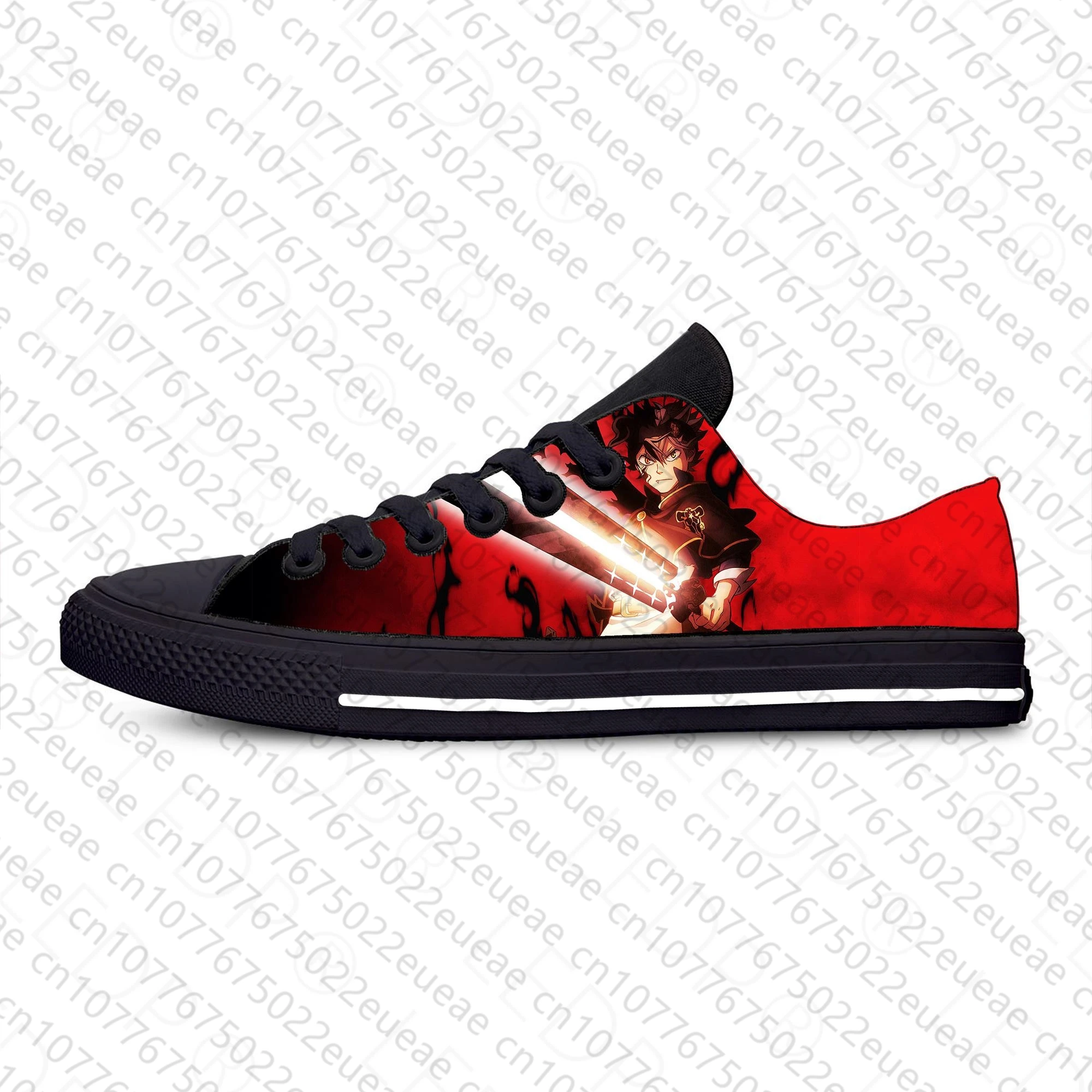 Black Clover Asta Manga Japanese Anime Fashion Casual Cloth Shoes Low Top Breathable Lightweight Sneakers 3D Print Men Women