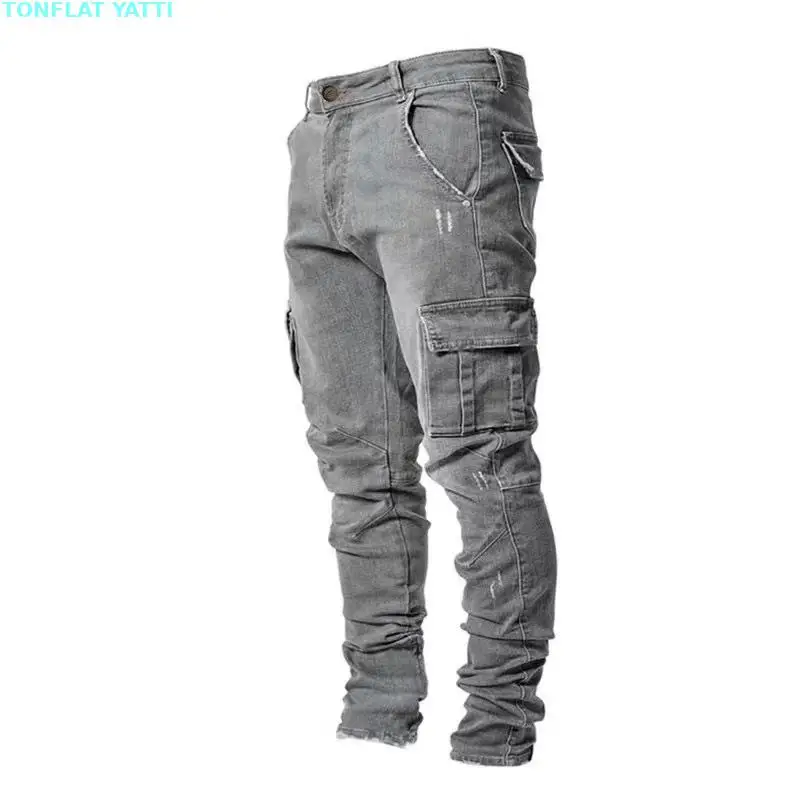 2025 New Denim Work Pants Men\'s Side Pockets Strong Labor Protection Pants Jeans Dirty-resistant And Wear-resistant