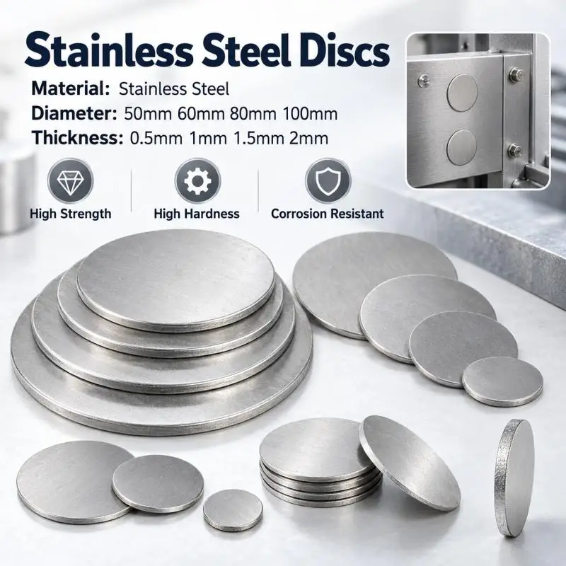 Stainlesss Steel Solids Disc Flat Gasket Waterproof and Rust Proof Non Porous Round  Sheet Metal Solids Flat PadDia 50~100mm