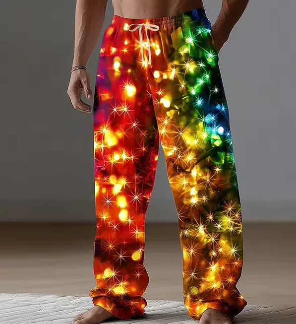 Neue lustige Unisex-Hose mit ausgeschnittenem Gesäß und Weihnachtslicht-Print, originelle Hose für Weihnachtsfeiern, Feiertage und Freizeitkleidung – Detail 10