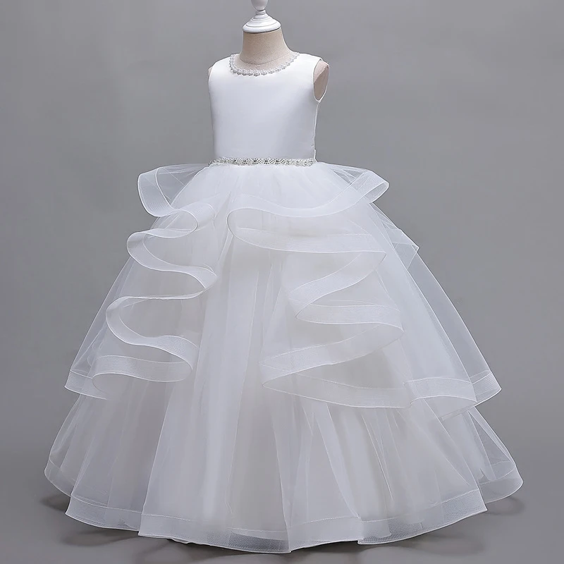 Girls Baptismal Wedding Flower Girl Dress Elegant Birthday Dress Ball Gown Children's Carnival Party Sleeveless Princess Dresses