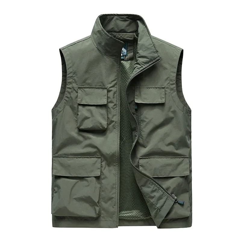 Gilet da pesca per il tempo libero da uomo d\'affari Maidangdi gilet da lavoro maschile di mezza età di grandi dimensioni in Nylon stile lavoro