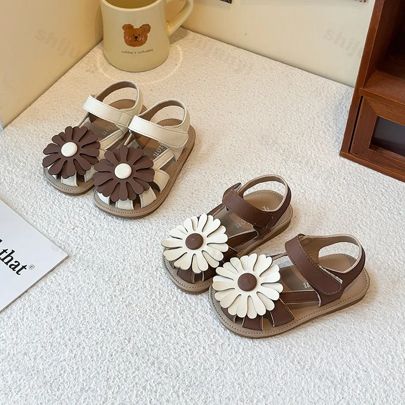 

Girls Fashion Flower Design Casual Sandals 2025 Summer Open Toes Breathable Soft Sole Comfortable Childrens' Princess Cool Shoes